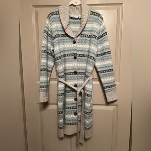 Preswick & Moore Teal, Cream and Beige Patterned Cardigan